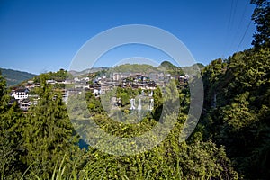 Street view local visitor and tourist in Furong Ancient Town Furong Zhen, Hibiscus Town, China. photo