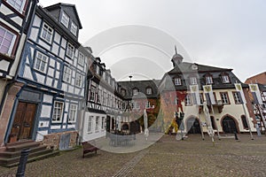 Street view of a medieval town Gelnhausen.