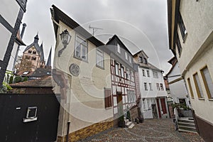 Street view of a medieval town Gelnhausen.