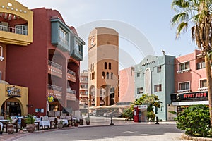 Street view of New Marina boulevard in Hurghada, Egypt