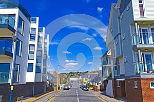 Street view of nice houses of Hythe Kent United Kingdom