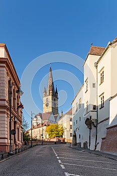 Street view of the old city center, Sibiu