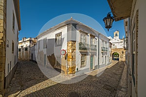 Street view of old downtown Faro -Algarve - Portugal