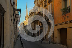 Street view of old town in bordeaux city