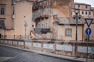 Street view of the old town of Segovia, Spain.