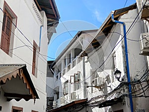 Street view in the old town in Stone Town, Zanzibar. Recreation and tourism concept