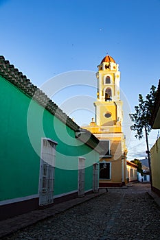 Street view of old town of Trinidad with colorful houses, Cuba