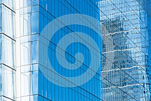 Street view over glass building facade with lines and windows. Graphic pattern architecture, urban concept, Manhattan