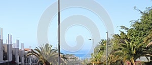 Street view over the hotels and resorts of Costa Adeje in Tenerife