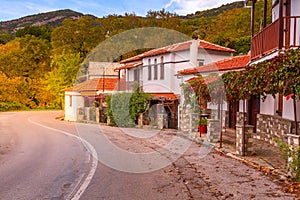 Street view at Portaria village of Pelion, Greece