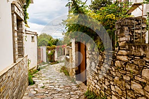 Street view at Portaria village of Pelion, Greece