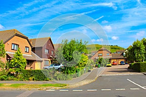 Street view of residential district Folkestone England