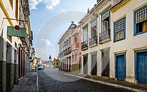 Street view of Sao Joao del Rei colonial buildings - Sao Joao Del Rei, Minas Gerais, Brazil