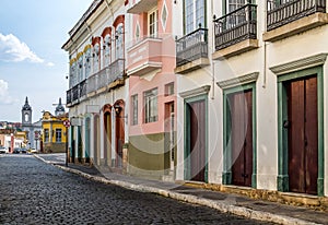 Street view of Sao Joao del Rei colonial buildings - Sao Joao Del Rei, Minas Gerais, Brazil