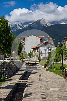 Street view and stone paved road, Bansko