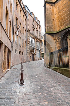 Street view and typical french buildings in Metz, France