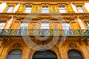 Street view and typical french buildings in Metz, France