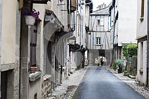 Street of the village of Sauveterre-de-Rouergue France