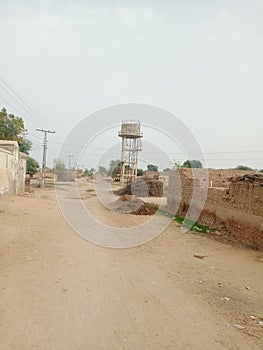 Street Village Water Tower phota bass Pakistan in Punjab village number 263 bed life in Village state is good looking