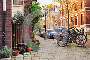 Street Vondelstraat in the center of Amsterdam. Netherlands.