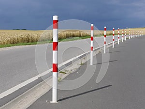 Street warning pylons red white