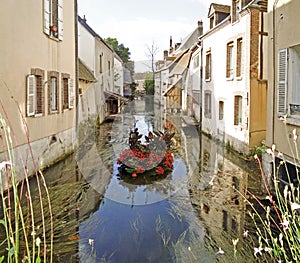 Street on the water in the town of Montargis, nicknamed La Venise du GÃ¢tinais