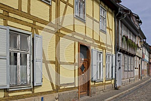 Street Word buildings of Quedlinburg Old Town Germany