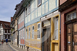 Street Word buildings of Quedlinburg Old Town Germany