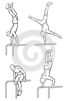 Street workout outline set