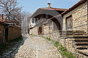 Street in Zheravna with wooden houses
