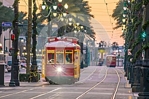 Streetcar in downtown New Orleans, USA photo