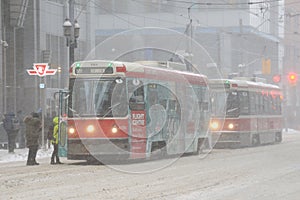 Streetcars in downtown Toronto