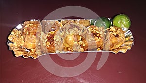 Streetfood Fried Siomai with chili photo