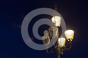 streetlamp on blue hour sunset sky