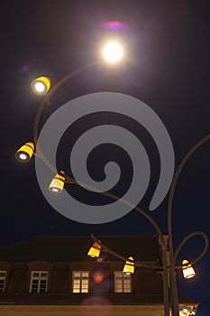 streetlamp on blue hour sunset sky