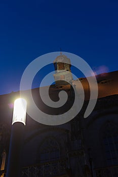 streetlamp on blue hour sunset sky