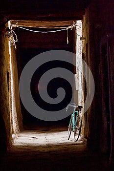 Streetlife in Ksar Maadid in the moroccan mountains near Erfoud in Morocco, Africa photo
