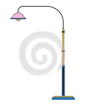 Streetlight lamp post flat line color isolated vector object