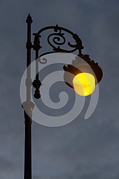 Streetlight Lit at Dawn