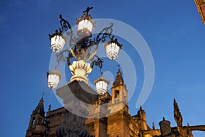 The streetlight under the cathedral photo