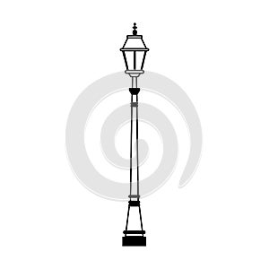Streetlight vintage lamp icon, flat design photo