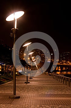 Streetlights at victoria harbour, Hong Kong