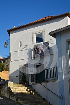 Streets of Almada. Portugal. Old town winndows.