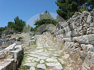 Streets of Ancient greek city Priene photo