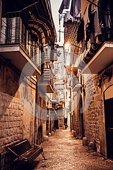 Streets of Bari town in Italy