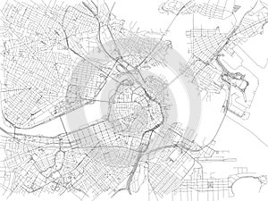 Streets of Boston, city map, Massachusetts, United States