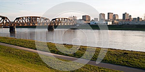 Lonely Sunday Morning Msd River Downtown City Skyline Dayton Ohio photo