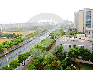 Streets and Buildings in the rain