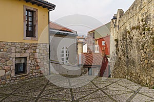 Streets and buildings of the tourist town of Llanes, in Asturias, Spain. photo