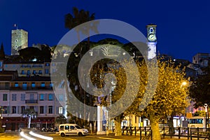 Streets of Cannes in the evening in France